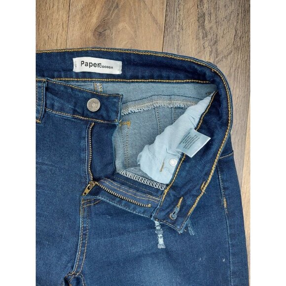 Paper Cocoon Junior Womens Jeans Size 3 Skinny Denim Blue Mid Rise Distressed - Picture 8 of 16